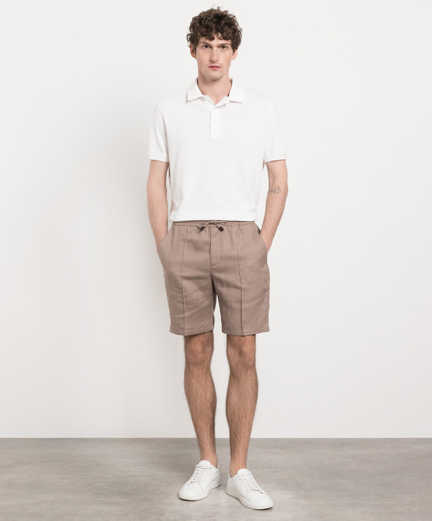 ISAIA Brown linen shorts PNC02195680 image 2