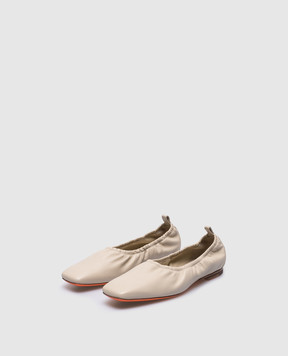Santoni Бежевые кожаные балетки WAMA70503HI1TAAI
