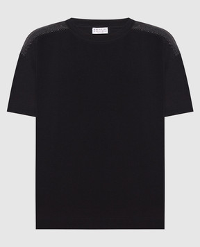 Brunello Cucinelli Чорна футболка з ланцюжком моніль M0T18BE420