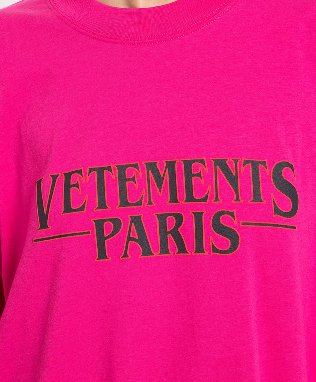 Vetements Pink t-shirt with logo print UE54TR330H image 5