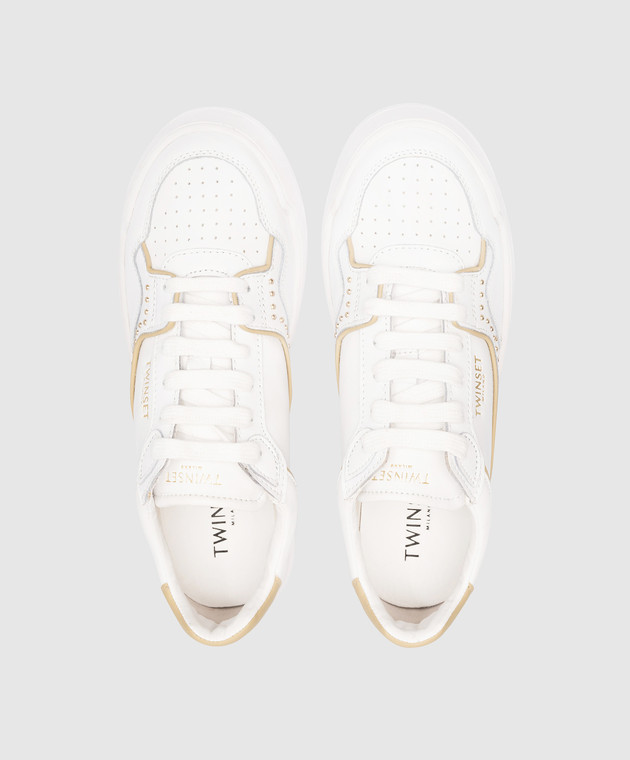 Twinset White sneakers with metal rivets 231TCP100 изображение 4