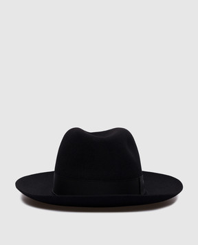Borsalino Чорний капелюх Amedeo з логотипом 110757