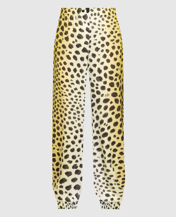 Yellow joggers in a leopard pattern