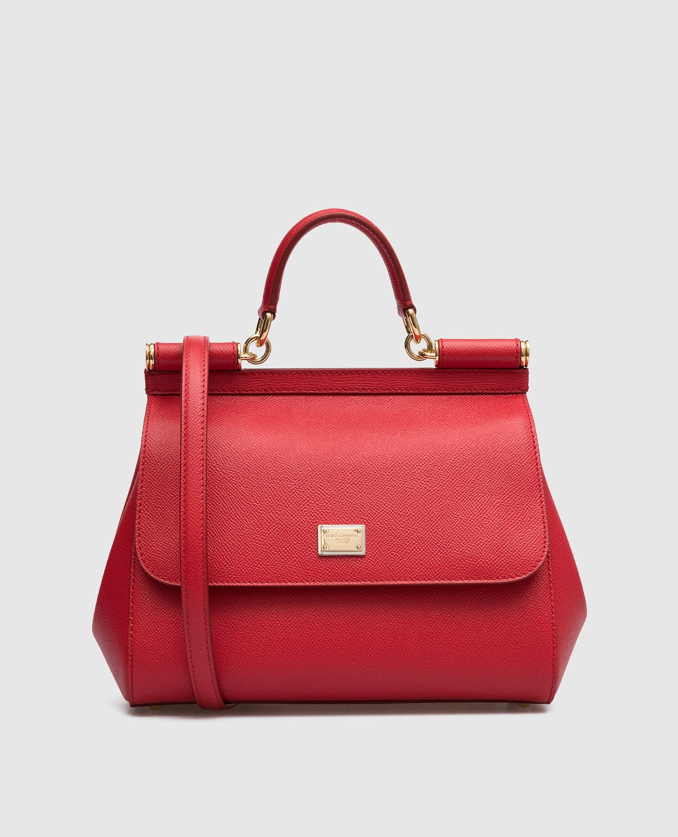 Red leather satchel bag Sicily