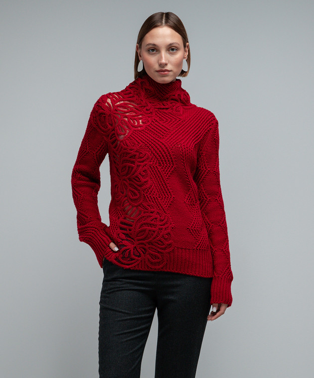 Ermanno Scervino Red sweater in a textured pattern D435M745APHSK image 3