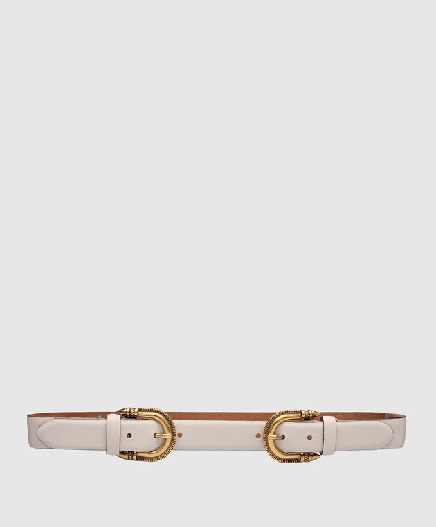 Etro Beige leather belt with double buckle P1N9872039