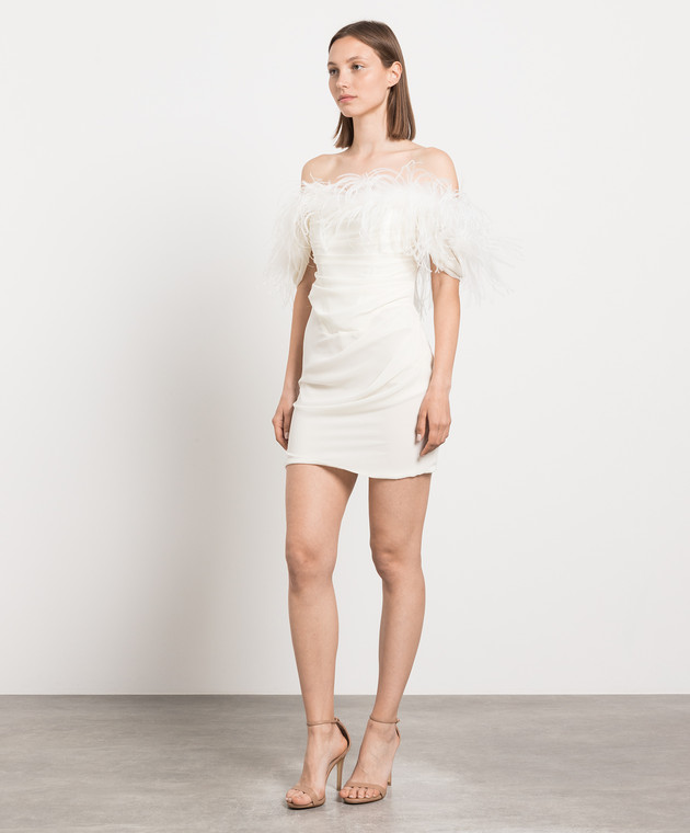 Giuseppe Di Morabito Milano - White mini dress with ostrich