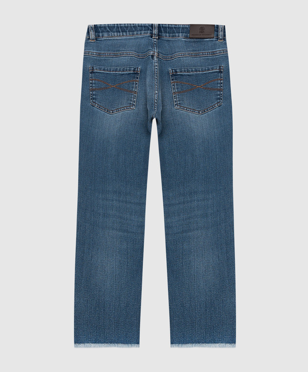 Brunello Cucinelli Children's blue jeans with a distressed effect BA182P422B image 2