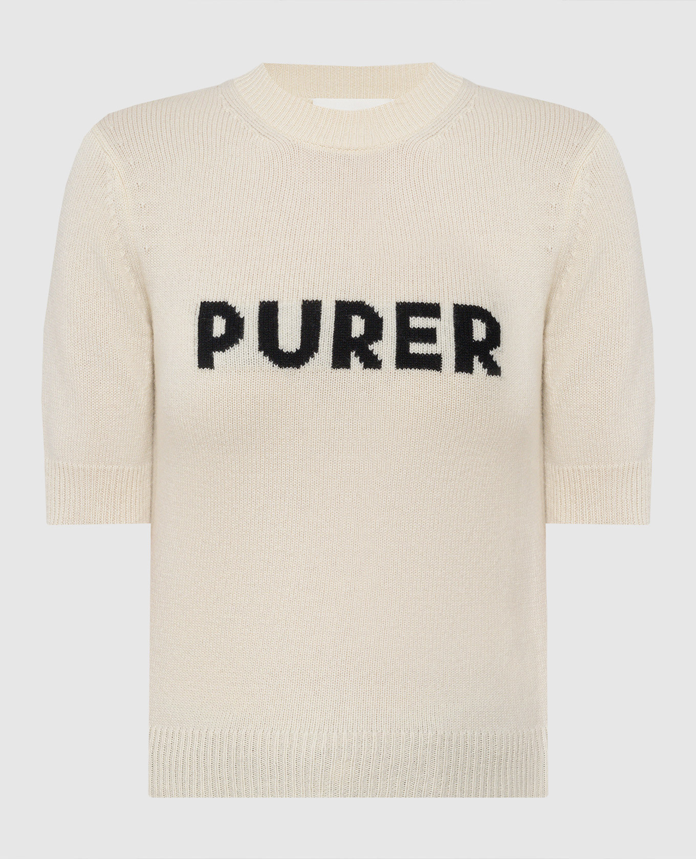 UNISONO beige t-shirt made of wool and cashmere with a pattern