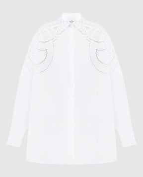 Ermanno Scervino Біла блуза з ажурною вишивкою з кристалами D442K322MSC