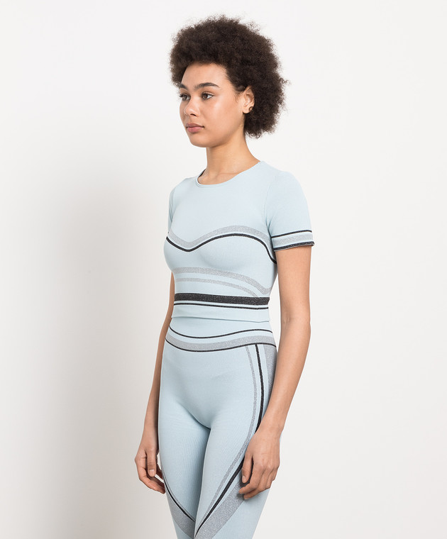 Wolford Голубая футболка в рубчик с люрексом 57154 изображение 3