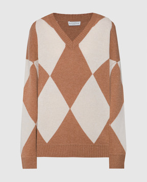 Ballantyne Коричневий пуловер з вовни з геометричним візерунком B1P6767W110