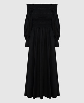 Max Mara Черное платье MANU из шерсти с драпировкой MANU