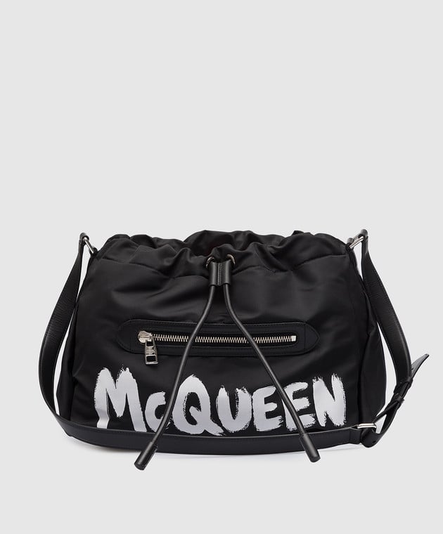 Alexander McQueen Graffiti-print leather clutch bag - Black