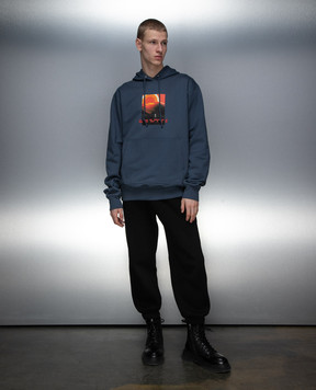 Helmut Lang Синие худи с принтом SPACE N09HM514