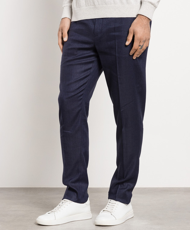 Peserico Blue linen and wool chinos R54595N05819 image 3