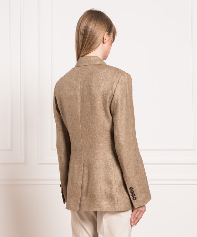 Brunello Cucinelli Brown double-breasted jacket made of linen with lurex MH5862442 изображение 4