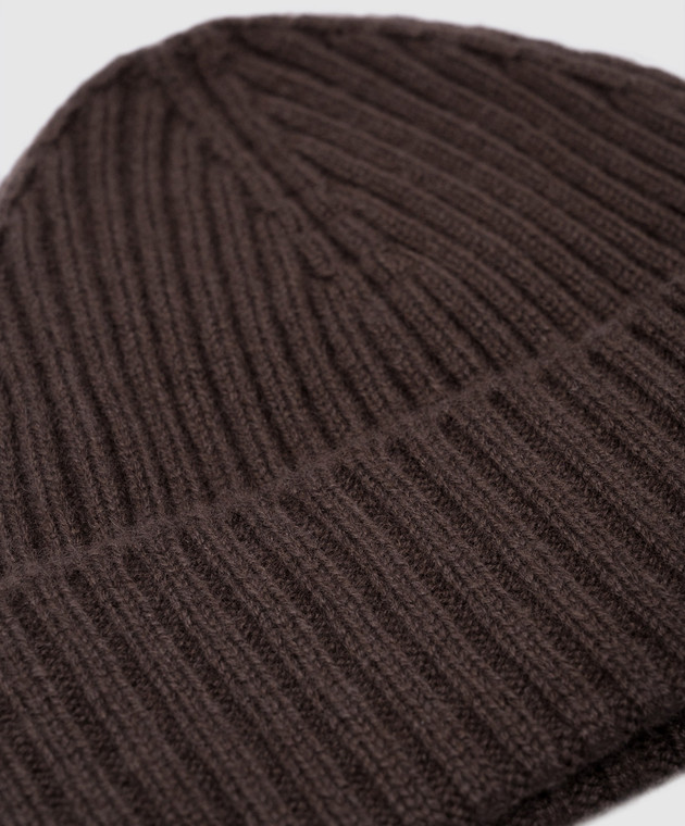 Cashmere&Whiskey Brown ribbed cashmere hat 201C image 4