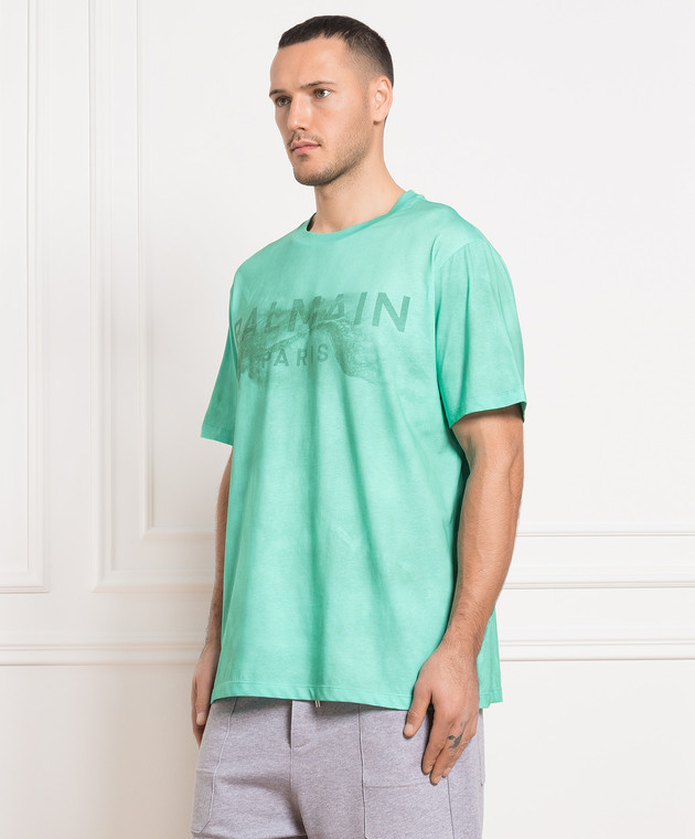 Balmain Green t-shirt with logo print AH1EG010GC61 изображение 3