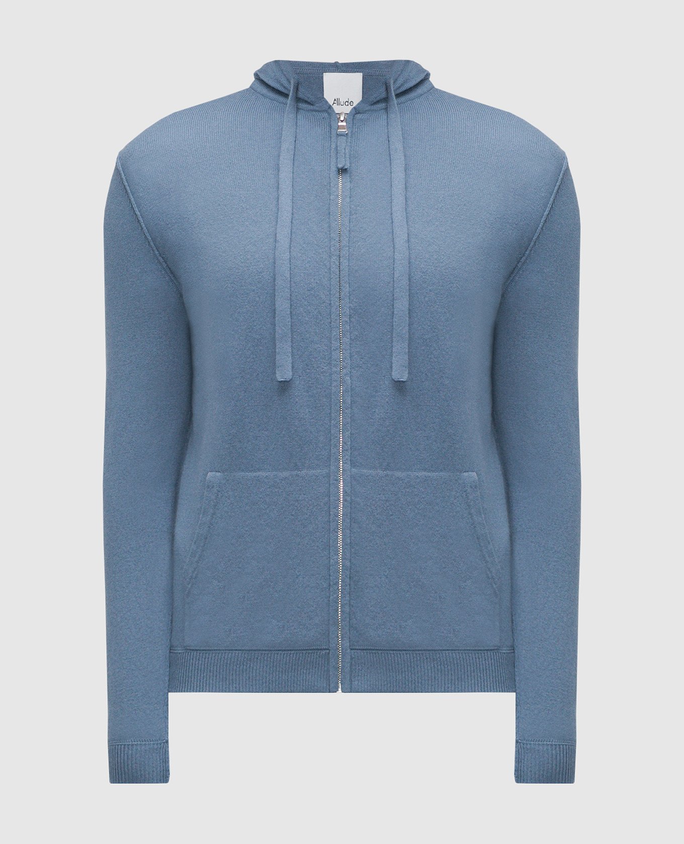 Blue wool and cashmere cardigan with inside-out effect