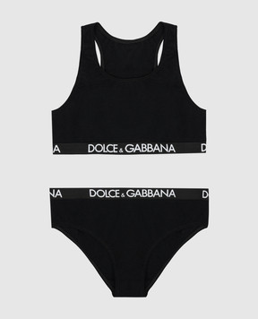 Dolce&Gabbana Дитячий чорний набір із топа та трусиків L5J713FUGNE