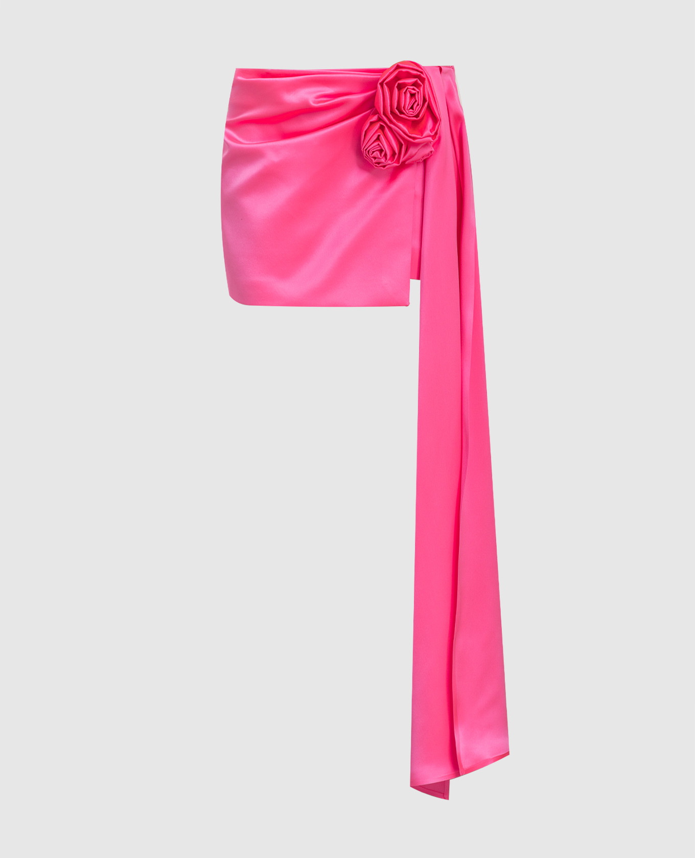 Розовая юбка на запах из шелка