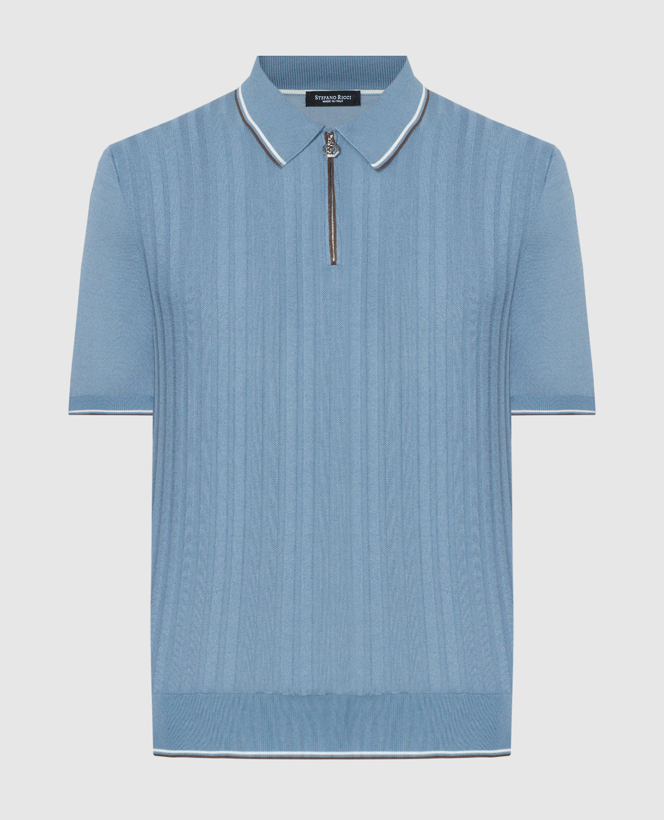 Blue polo shirt with textured pattern