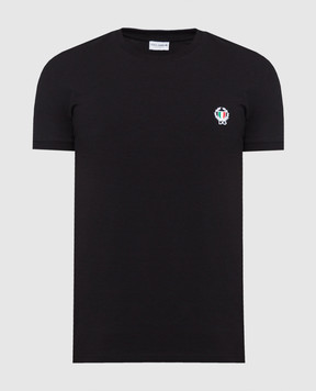 Dolce&Gabbana Чорна футболка з вишивкою логотипу M8C03JFUECG