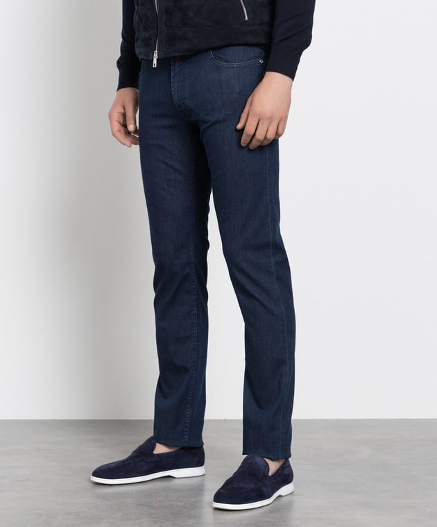 Primo Imperatore Темно-сині джинси з вишивкою логотипу PIR2018TEXX0257MOD05 зображення 3