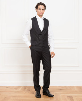 Brunello Cucinelli Чорний жилет з вовни та шовку MF460S1994