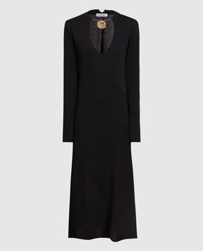 Jil Sander Чорна сукня з вовни з металевим кольє J02CT0140J14595