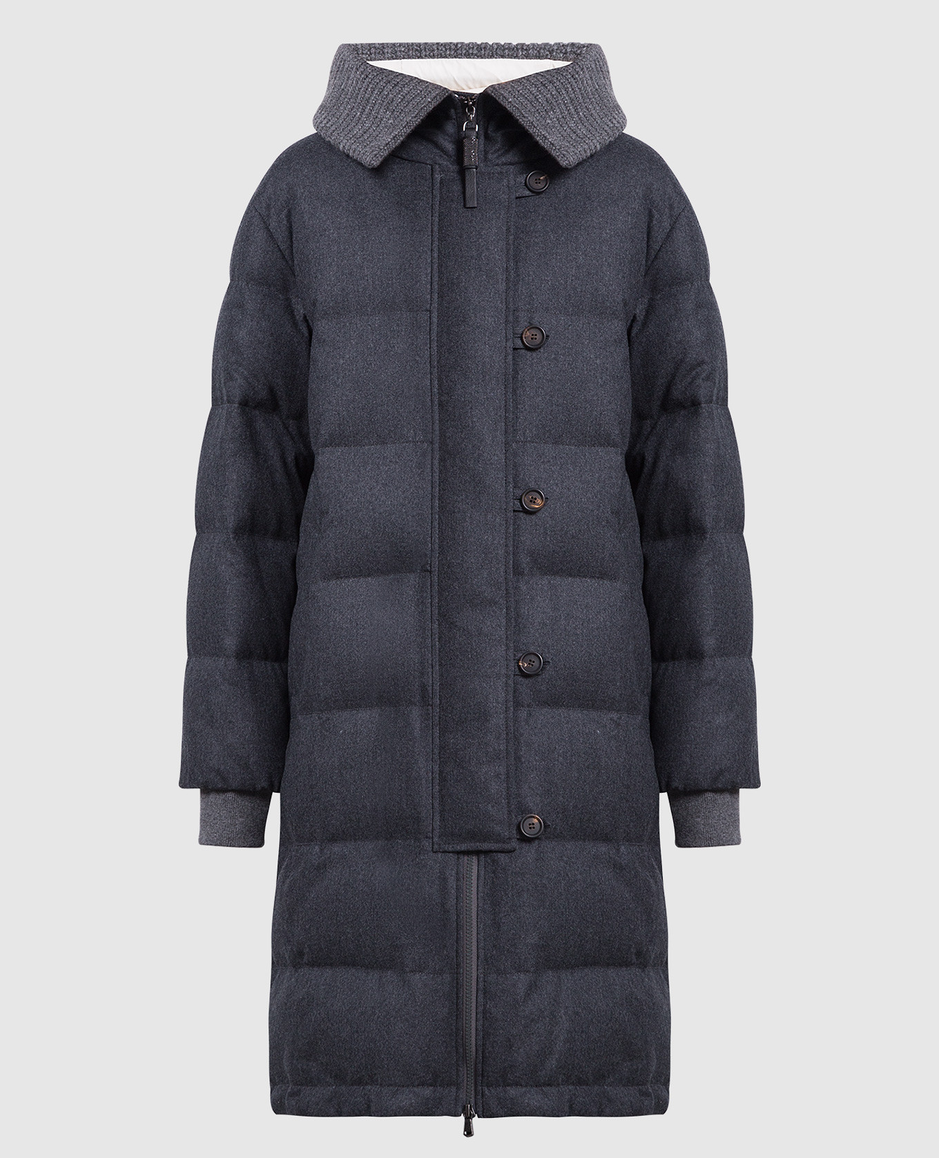 Brunello Cucinelli - Серый пуховик из шерсти MT2269605 купить в Symbol