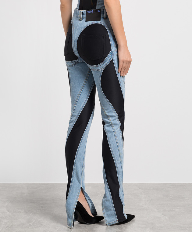 Thierry Mugler Комбинированные джинсы-скини с логотипом 23S6PA0358246 изображение 4