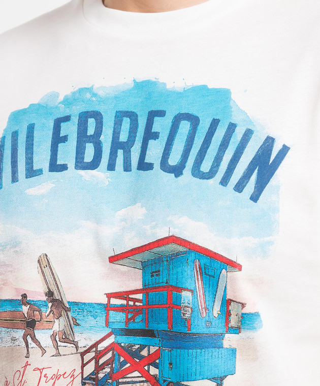 Vilebrequin White T-shirt with Malibu Lifeguard print PTSU3P95 image 5