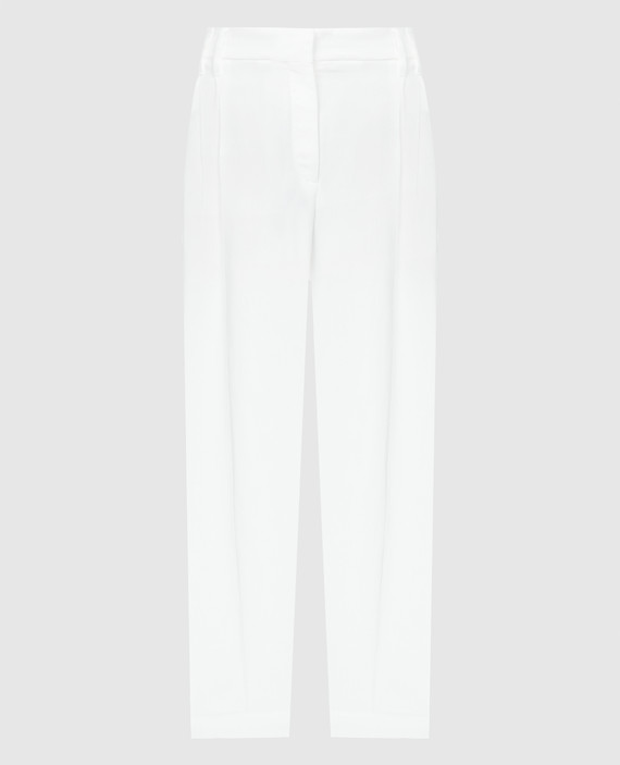 Білі штани з льоном з ланцюжком моніль