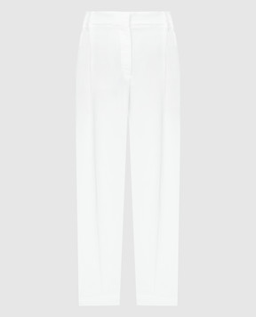 Brunello Cucinelli Белые брюки с леном с цепочкой мониль MH126P8292