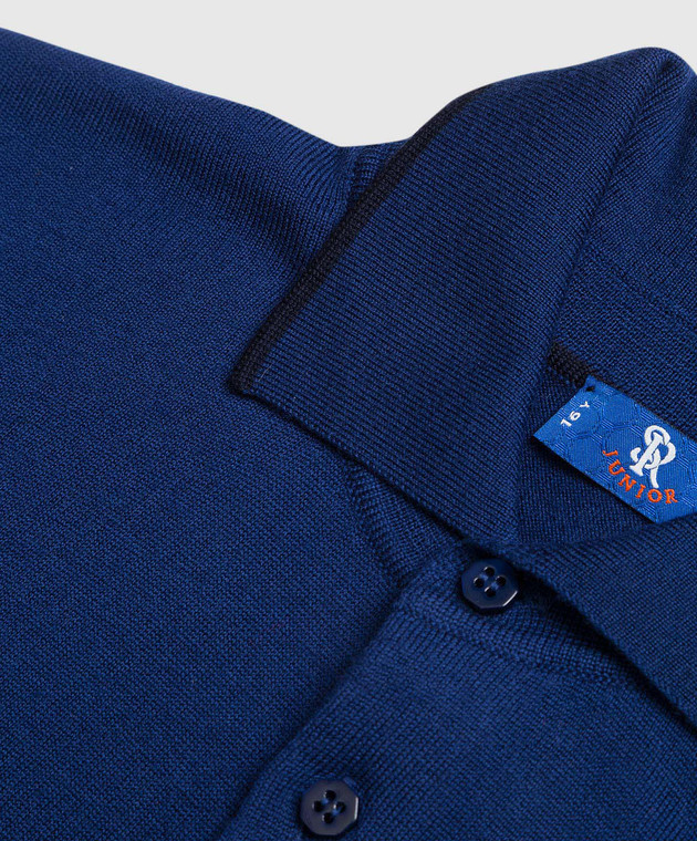 Stefano Ricci Children's blue wool polo shirt with crocodile skin inserts KY07005PJ3Y17401 image 3