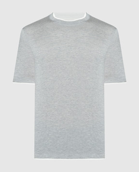 Brunello Cucinelli Сіра меланжева футболка з ефектом накладання шарів MD8217427