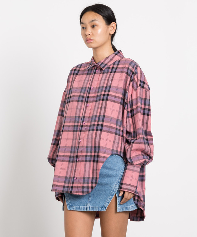 The Attico Diana plaid shirt with scalloped hem 227WCH04C050