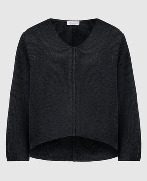 Brunello Cucinelli Сірий пуловер з ланцюжком моніль з еколатуні M16192002