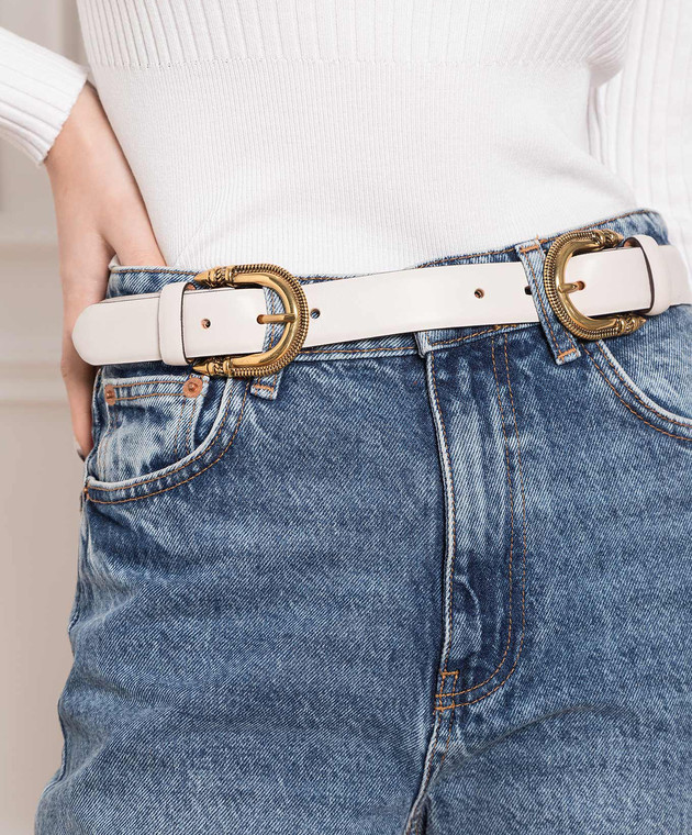 Etro Beige leather belt with double buckle P1N9872039 изображение 2