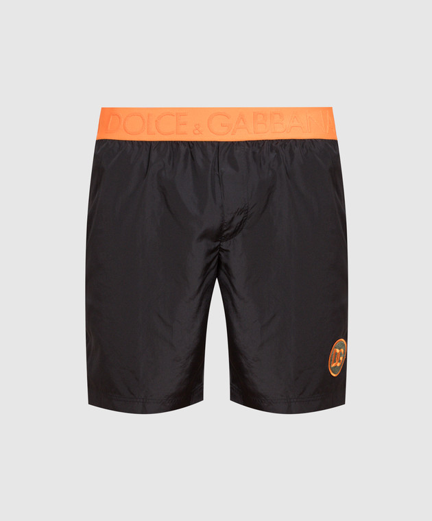 Dolce&Gabbana Black swim shorts with logo embroidery M4B76TFUSFW