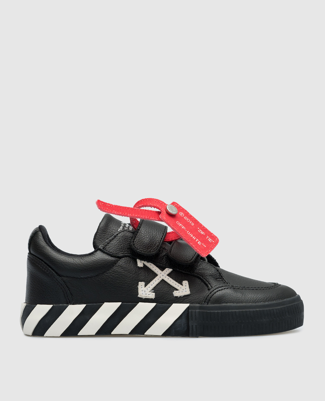 

Детские черные кожаные кеды Vulcanized с логотипом, Черный, Кеды