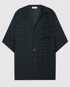 Valentino Черная рубашка из шелка в узоре Toile Iconographe 4V3AAA909V1