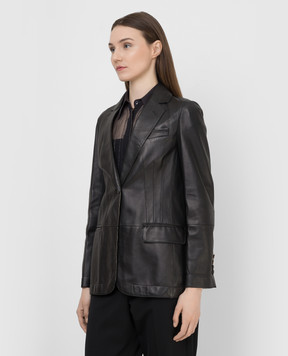 Brunello Cucinelli Черный кожаный жакет MPCRL8557
