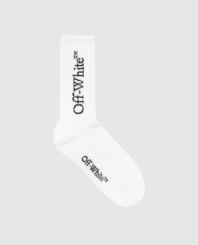Off-White Білі шкарпетки з контрастним візерунком логотипа OMRA085C99KNI001