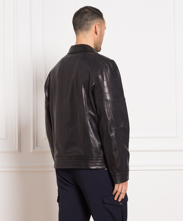 Brunello Cucinelli Black leather jacket MPDAN1868 изображение 4