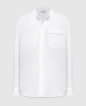 Peserico Біла сорочка з ланцюжком моніль S0650308928