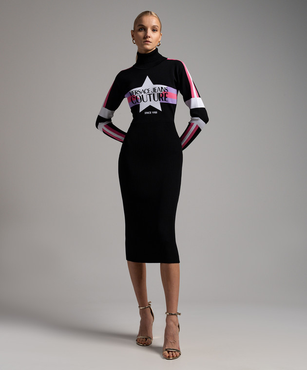 Versace Jeans Couture Black dress with Institutional logo pattern 75HAOM51CM30H image 2