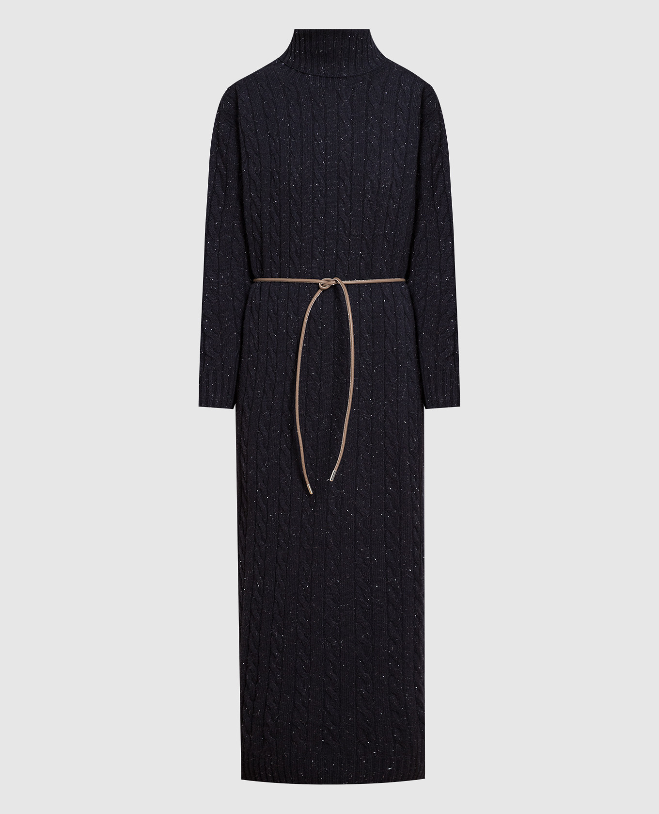 Blue wool, silk and cashmere dress with lurex